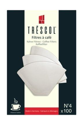 Kahve Filtresi 4 Numara (büyük Boy) 100 'lü Paket (beyaz Kağıt) TRESCOL_X100_4NO_BEYAZ