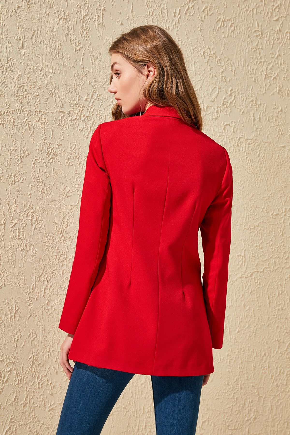 Trendyol Collection-Red Oversized Woven Lined Double Breasted Button Detailed Jacket TWOSS20CE0024 14