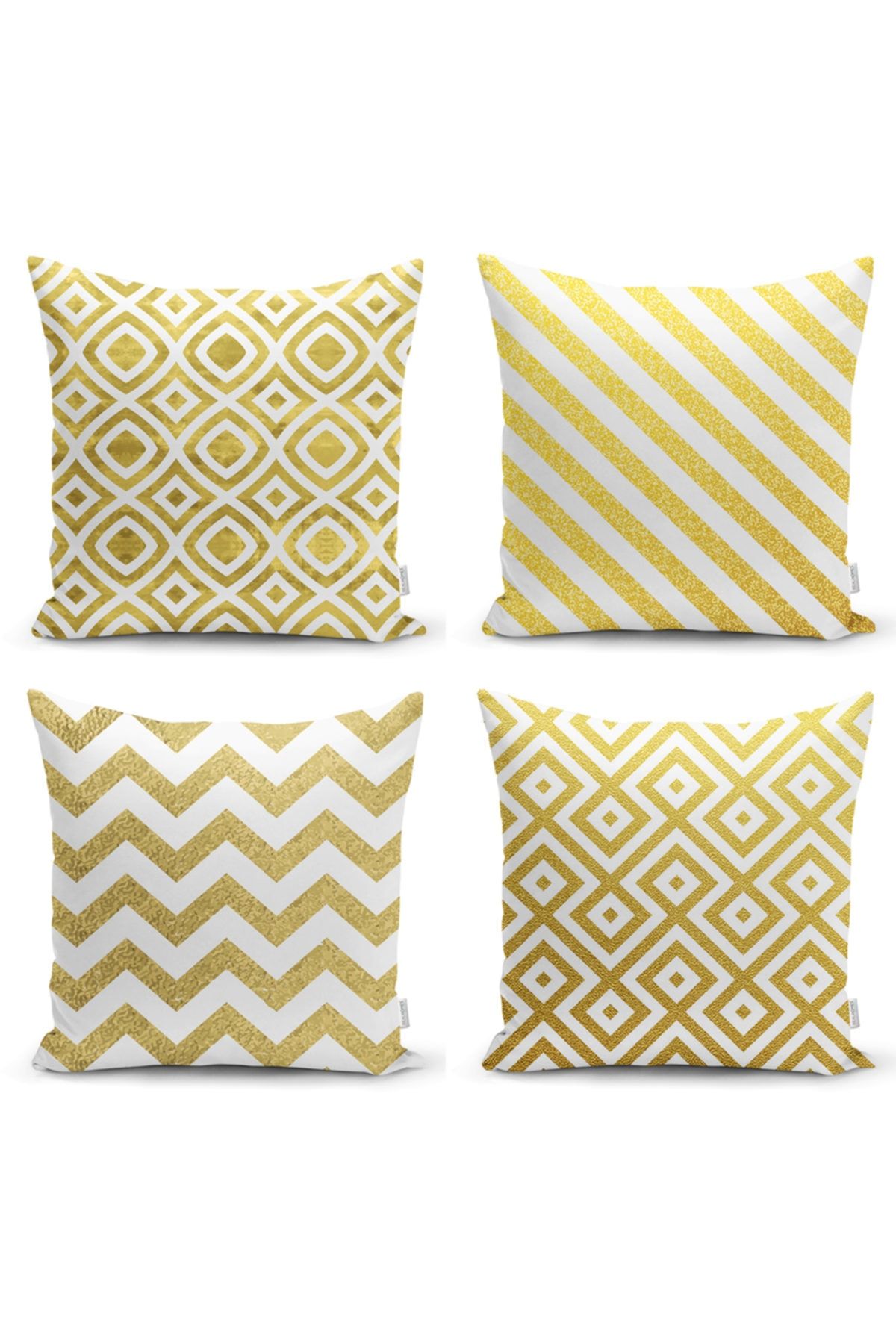 Realhomes Set De Huse De Perne Geometrice, 4 Piese, Cu Frunze De Aur - One Size