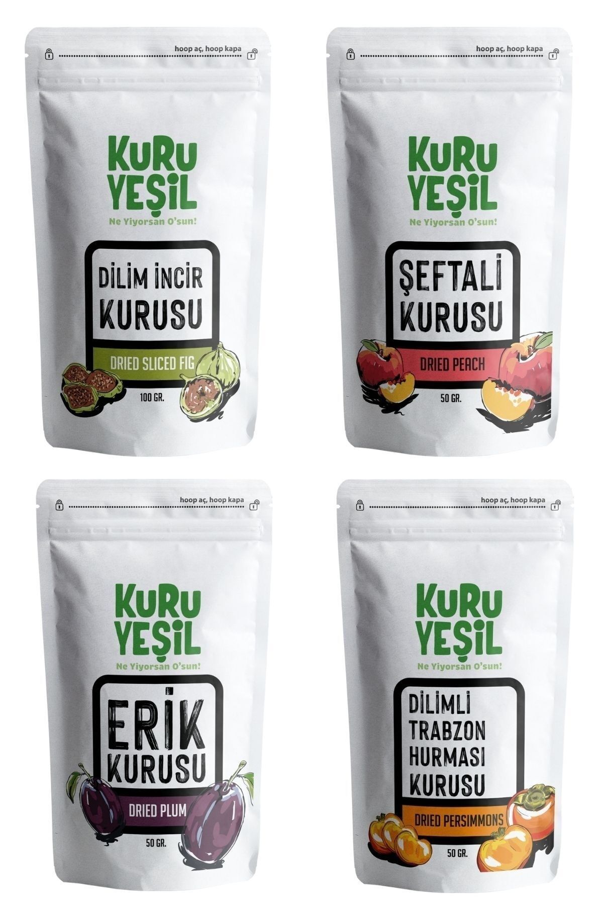 Kuru Yeşil-Dried Fruit Fragrance Box - 250 g (Dried Figs - Dried Plums - Paradise Dates - Dried Peaches) 1
