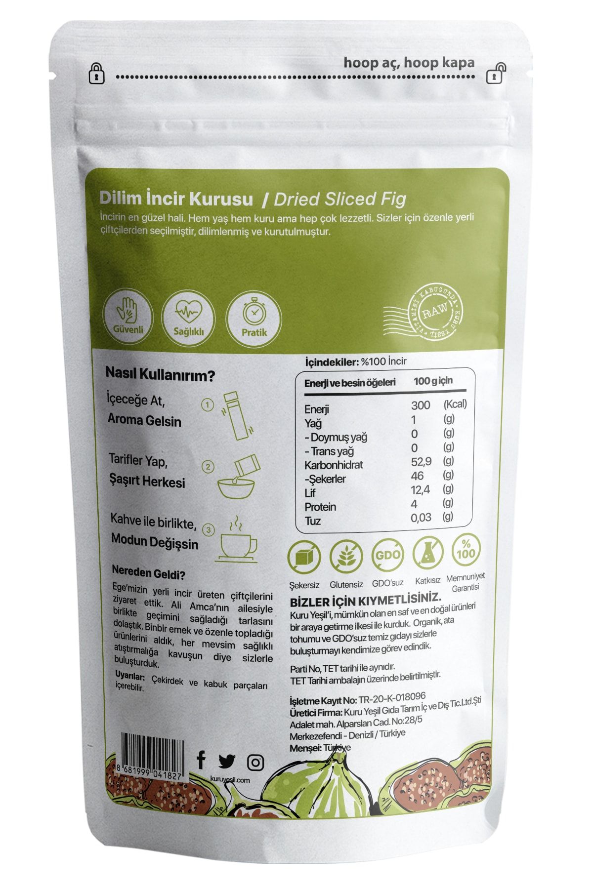 Kuru Yeşil-Dried Fruit Fragrance Box - 250 g (Dried Figs - Dried Plums - Paradise Dates - Dried Peaches) 5