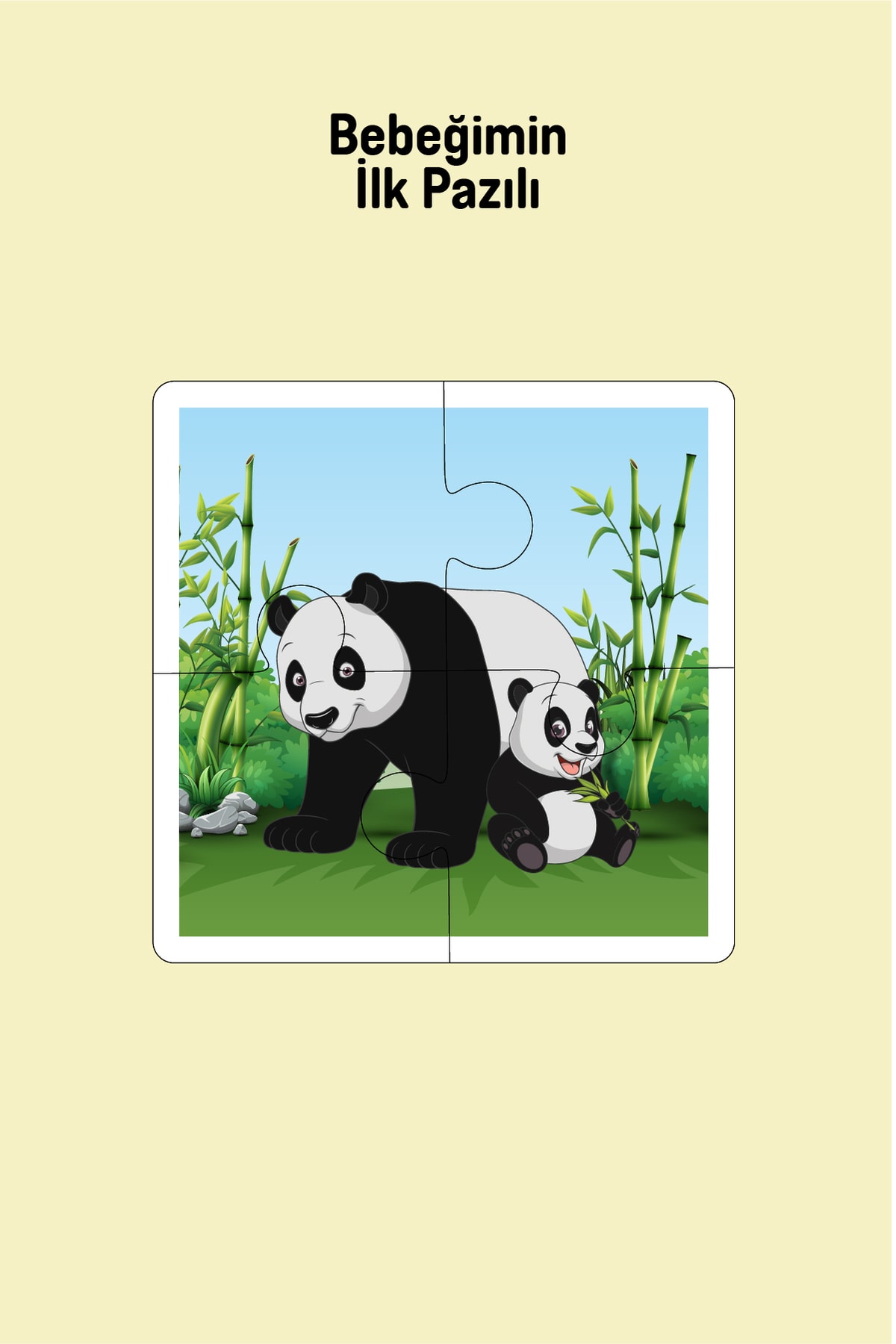Wooden 4-Piece Puzzle My Baby's First Bazaar ( Panda Family)