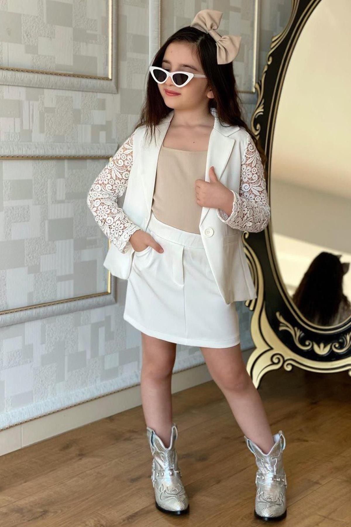 Lace sleeve blazer on sale