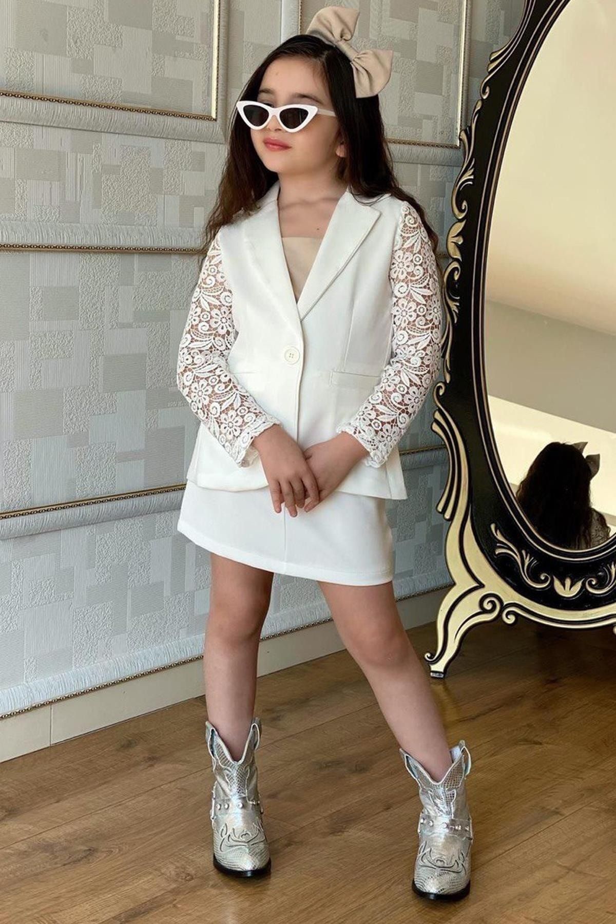 Lace discount sleeve blazer