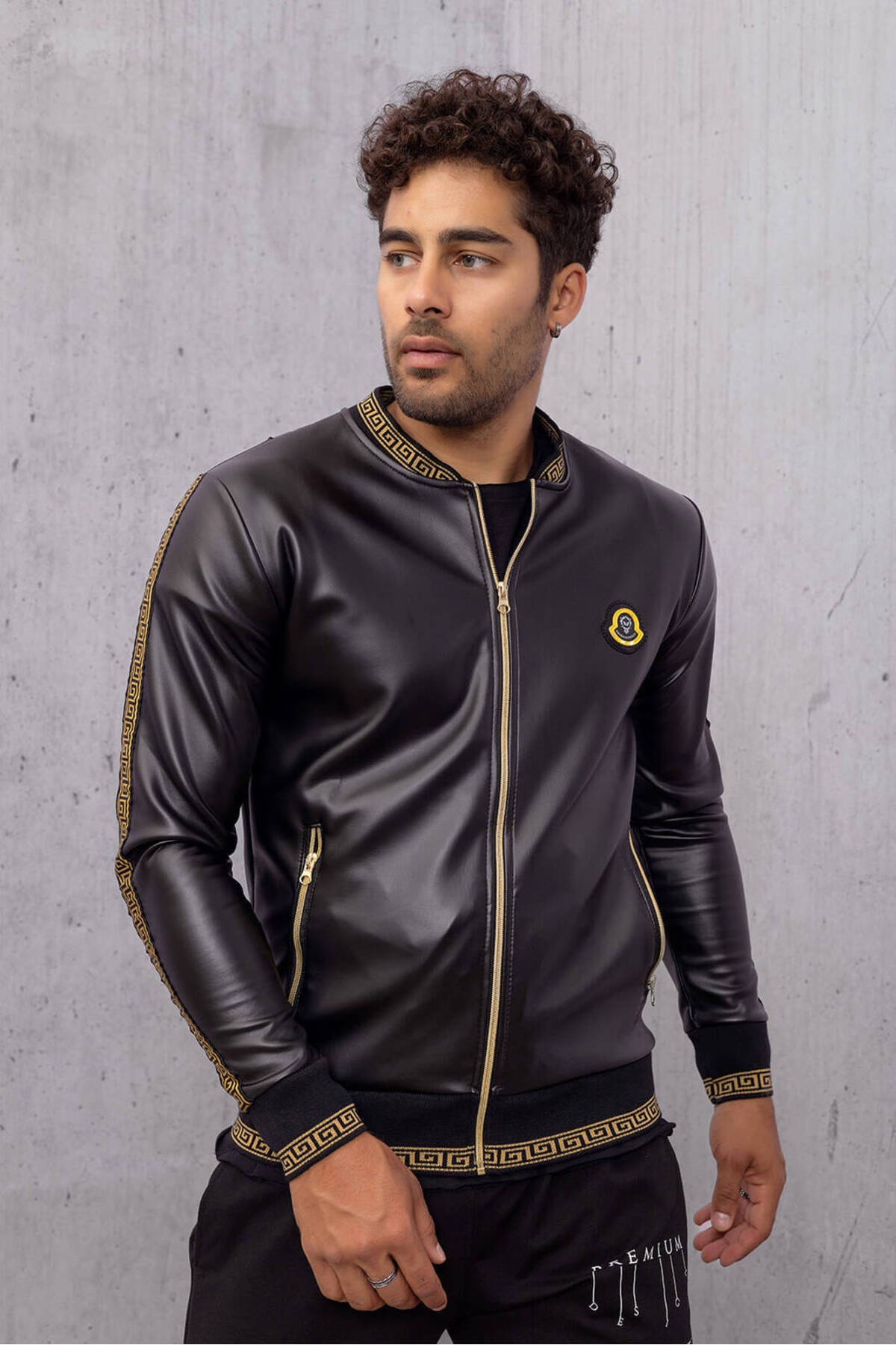 ژاکت چرم مصنوعی پشت سنگی سیاه و سفید DAVID&GERENZO