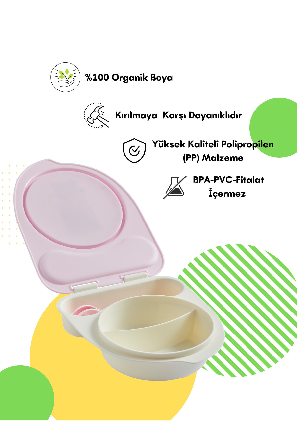 Flybee Gezgin Çocuk Taşınabilir Beslenme Kabı, Bebek Mama Kabı, Çatal & Kaşık Seti - Tilki fotoğrafı 2 (önizleme)