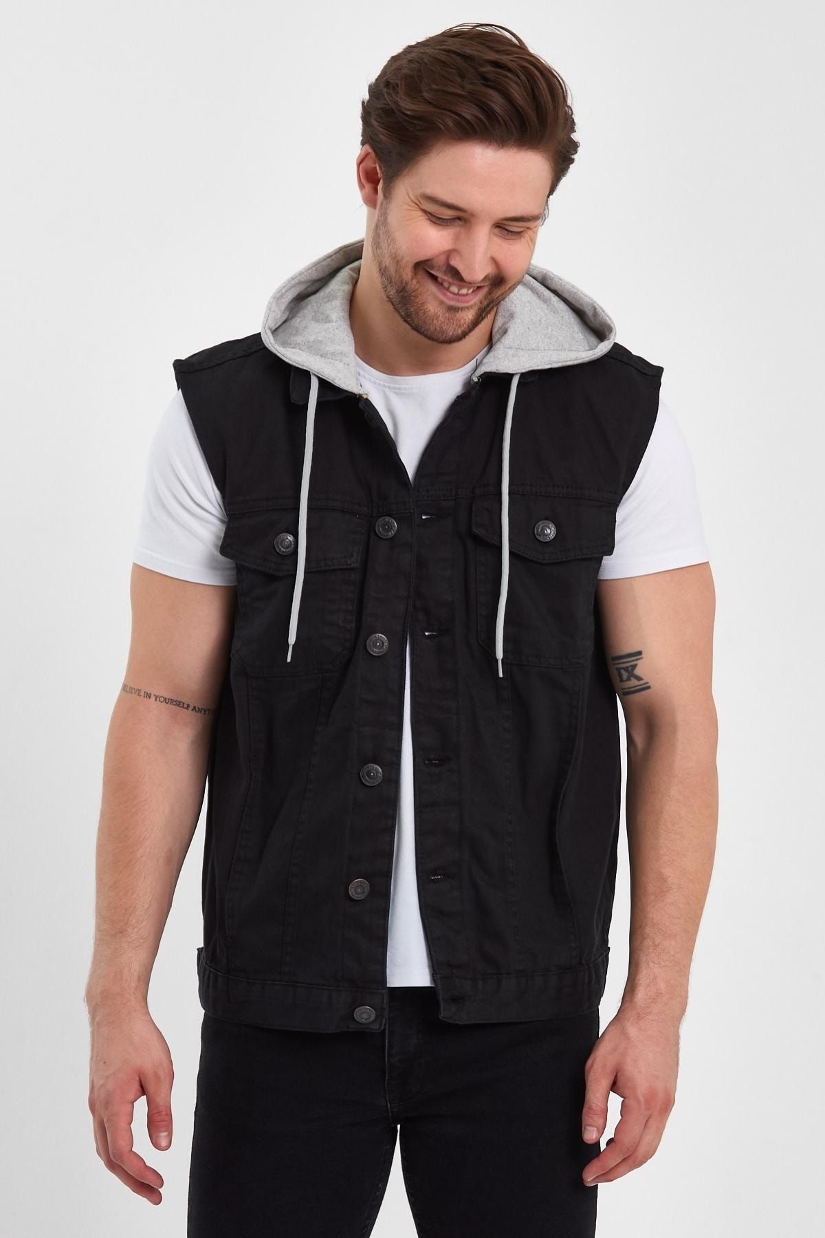 Denim jacket sleeveless mens sales