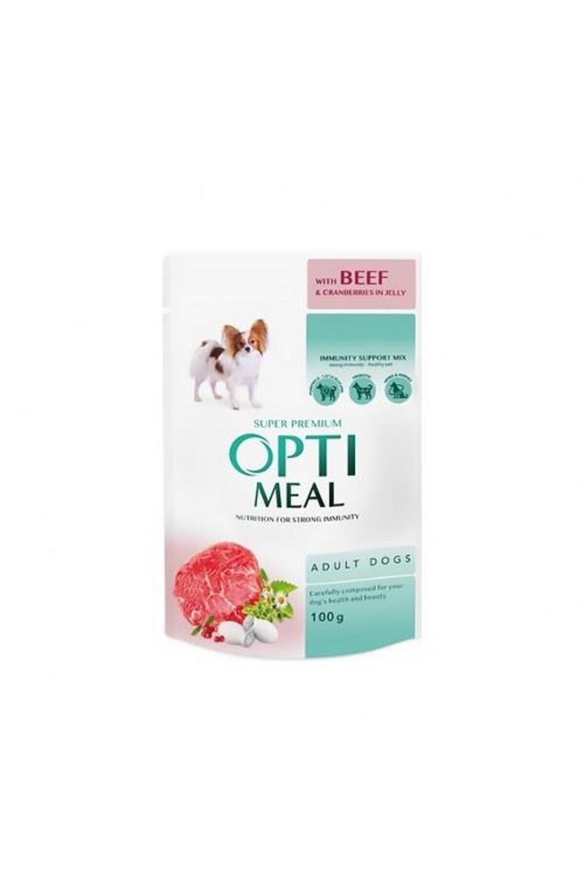 OptiMeal Dana Etli ve Kızılcıklı Küçük Irk Yetişkin Köpek Konservesi 100gr