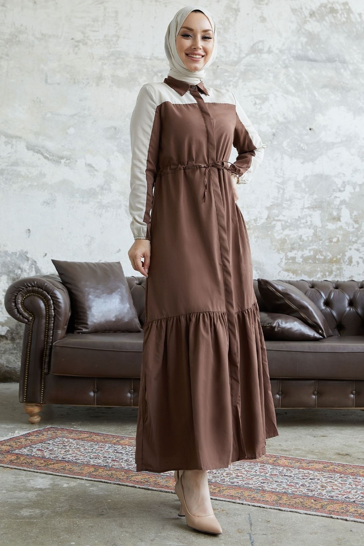 InStyle-Malinda Hemdkragenkleid – Braun 4