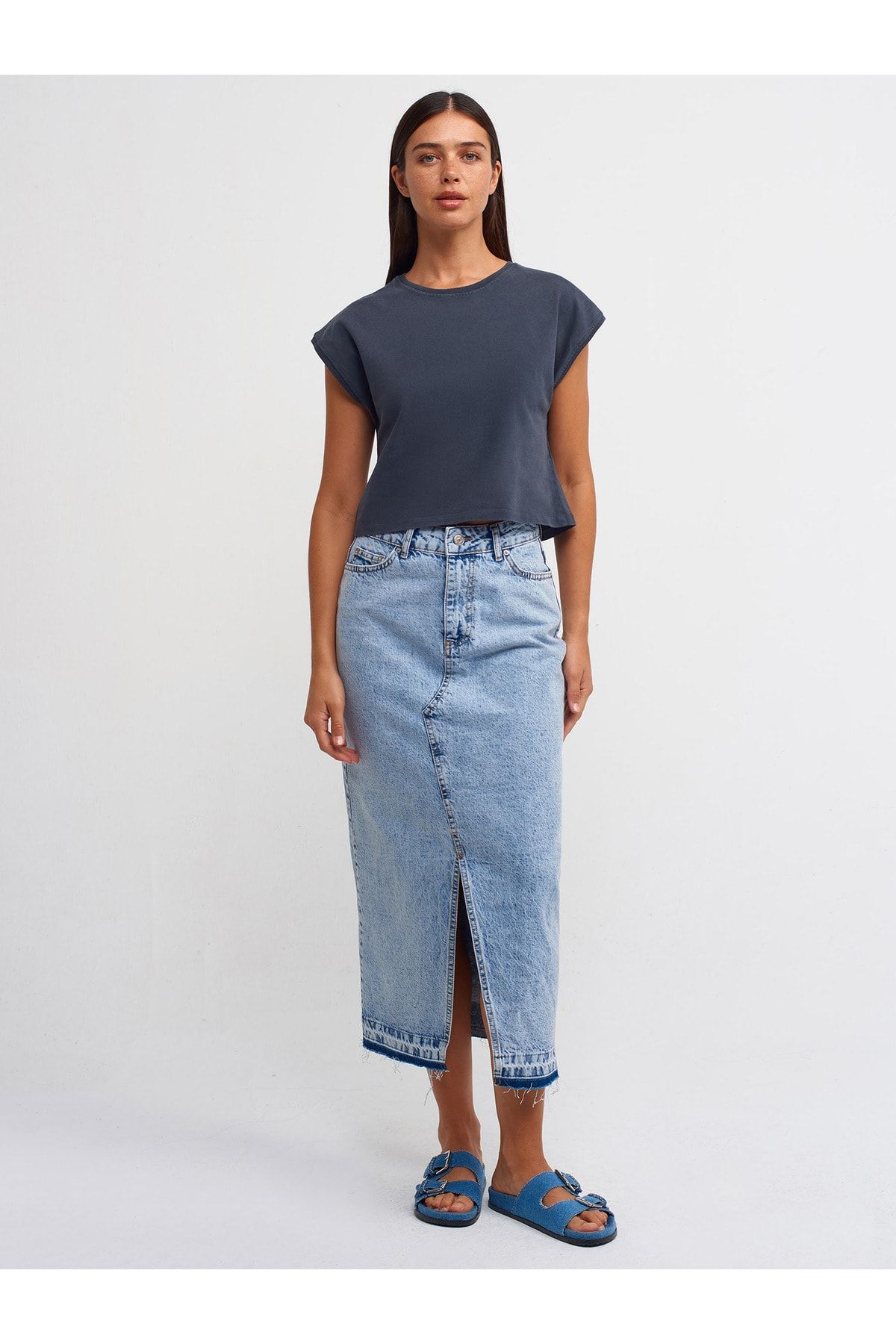 Denim long pencil skirt hotsell