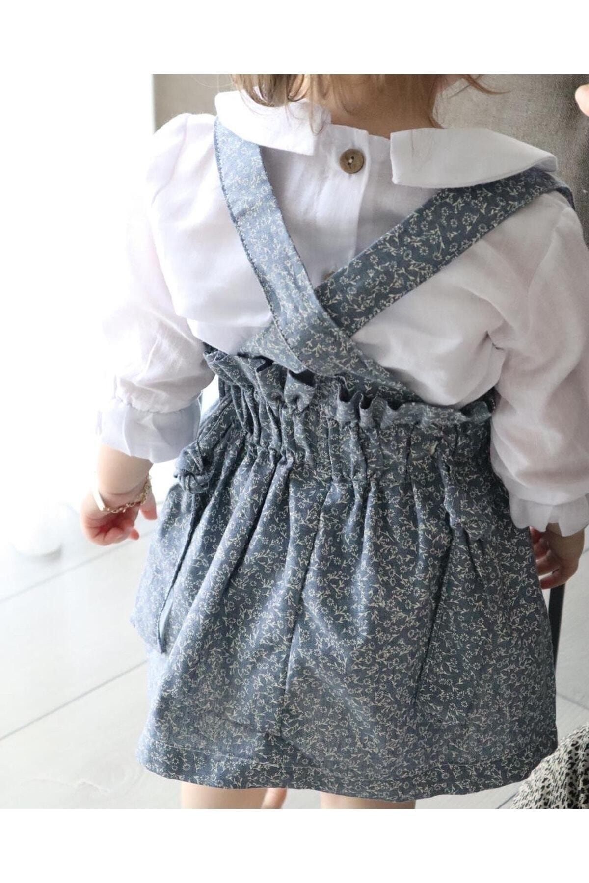 Poplinkids Çiçekli Slopet Elbise Ve Keten Gömlek 109