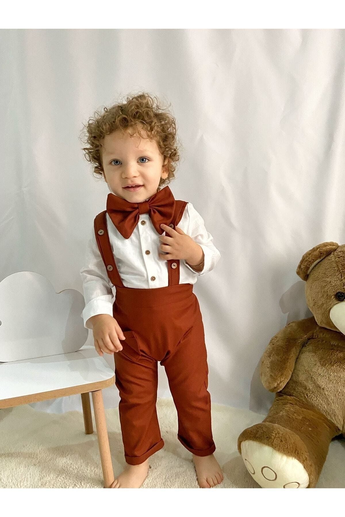 Poplinkids Kiremit Rengi Salopet Takım 116