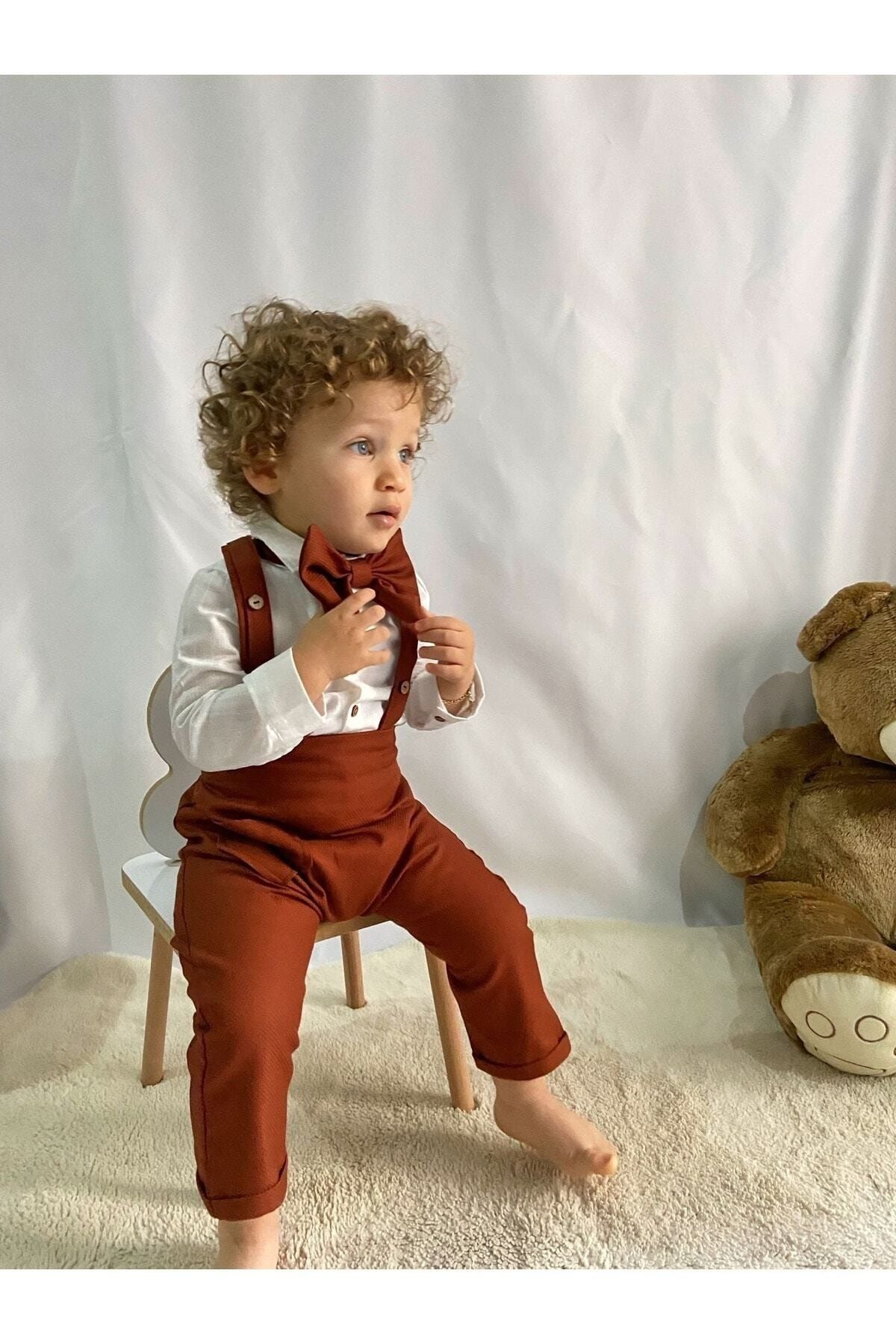 Poplinkids Kiremit Rengi Salopet Takım 116