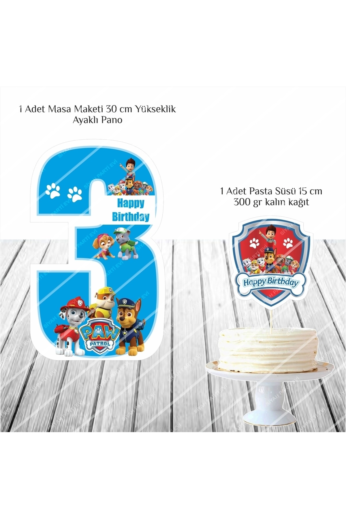 Paw Patrol 3 Yaş Doğum Günü Masa Maketi / Pasta Süsü
