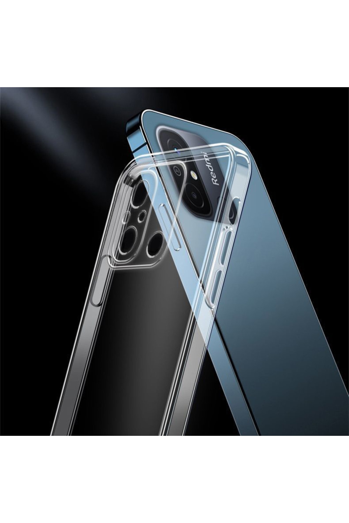 Xiaomi Redmi 12C Uyumlu Kılıf 3D Kamera Korumalı Darbe Önleyici Şeffaf Transparan Esnek Silikon