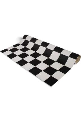 AKSEREN Pvc Mineflo Zemin Kaplaması Damalı | Siyah Beyaz Kareli En: 2 Metre