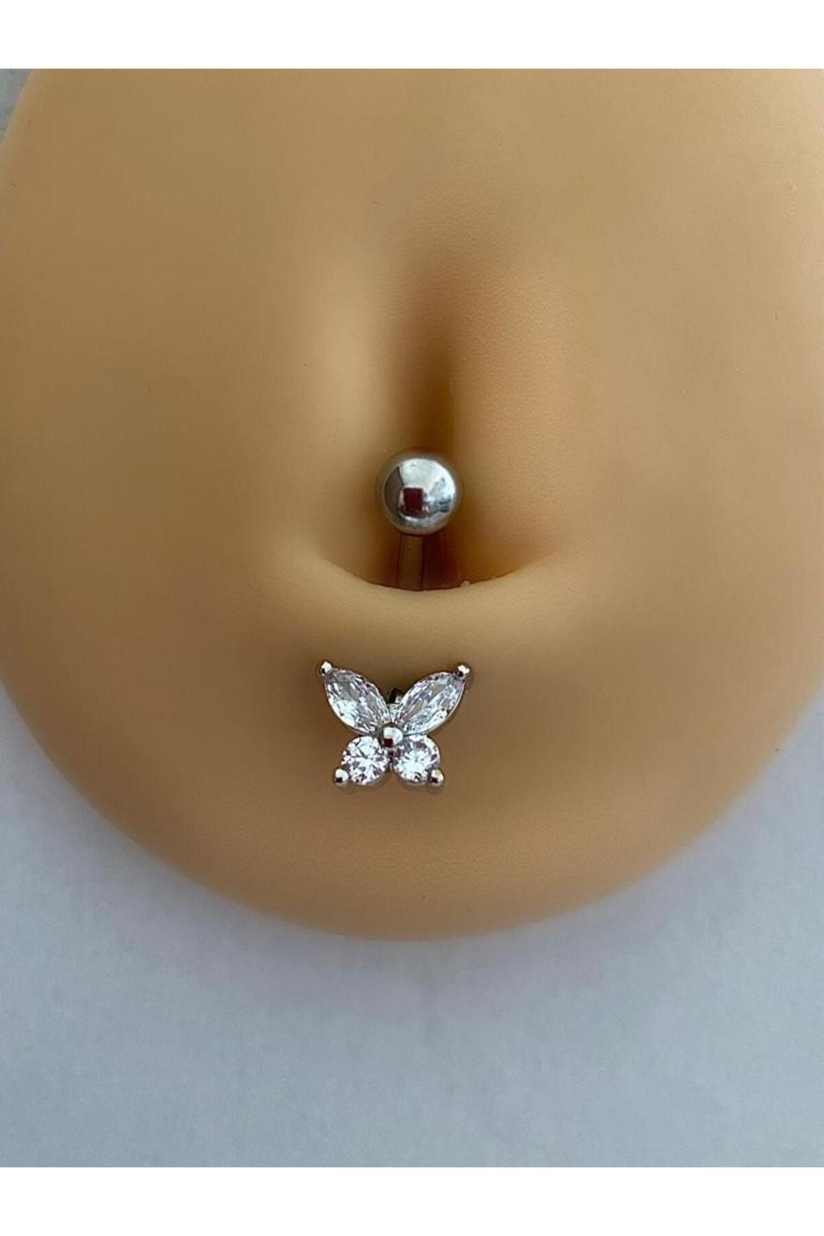 Belly button online piercing butterfly