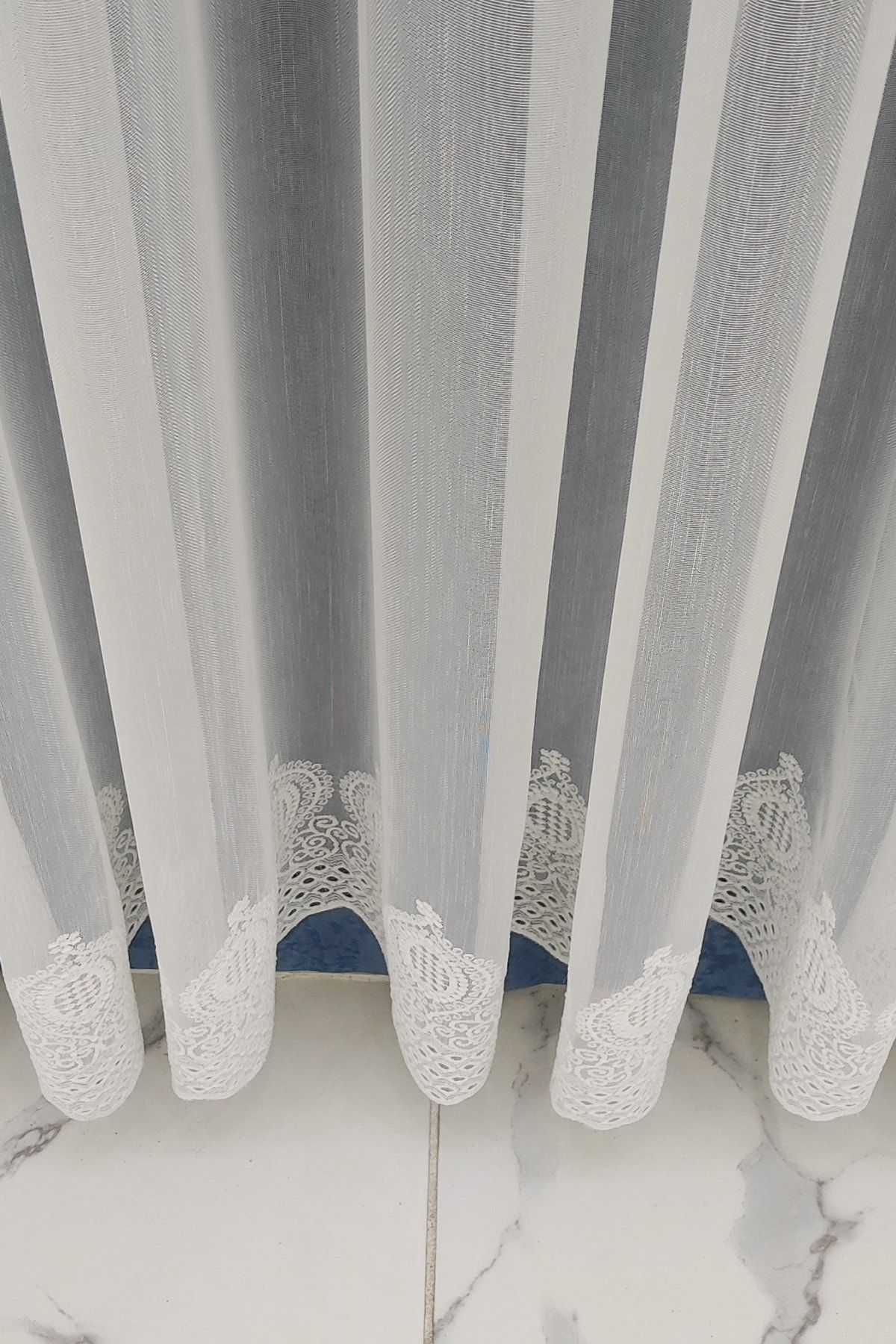 evihtiyaclarim by IOC-Linen Look Floor Does Not Require Ironing New Season Plain Skirt Embroidered 1x2 Sparsely Pleated Tulle Curtain 8