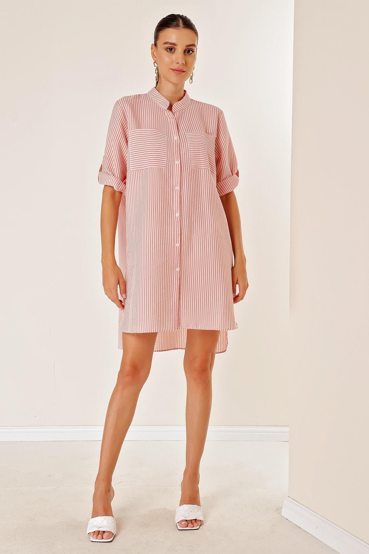 Pink and sales white seersucker dress