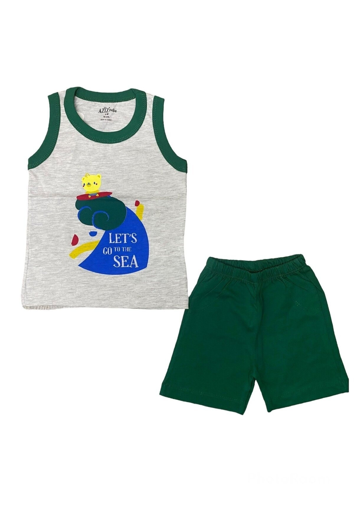 Baby Boy Strappy Combed Cotton Shorts Set 9 Months