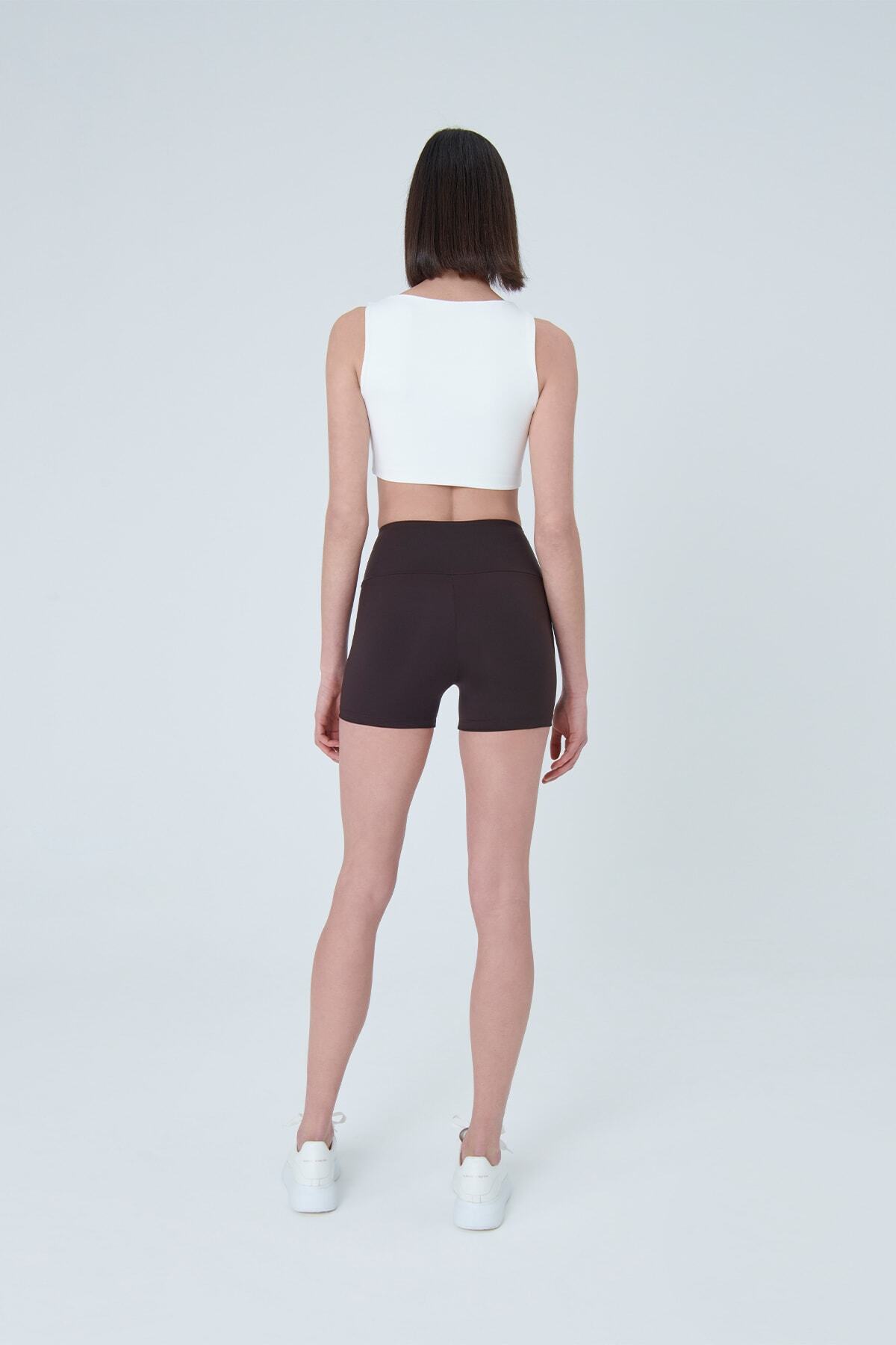 UP&FIT-Push Up High Waist Tummy Control Σορτς Κολάν Σκούρο Καφέ 3