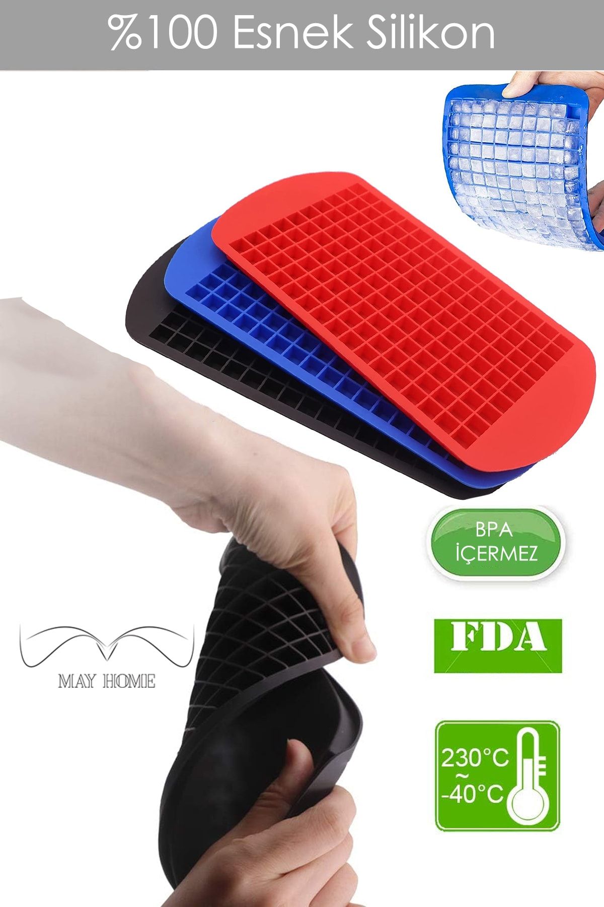 Silicone Ice Cube Trays by niceCube, Each Tray Makes 160 Mini