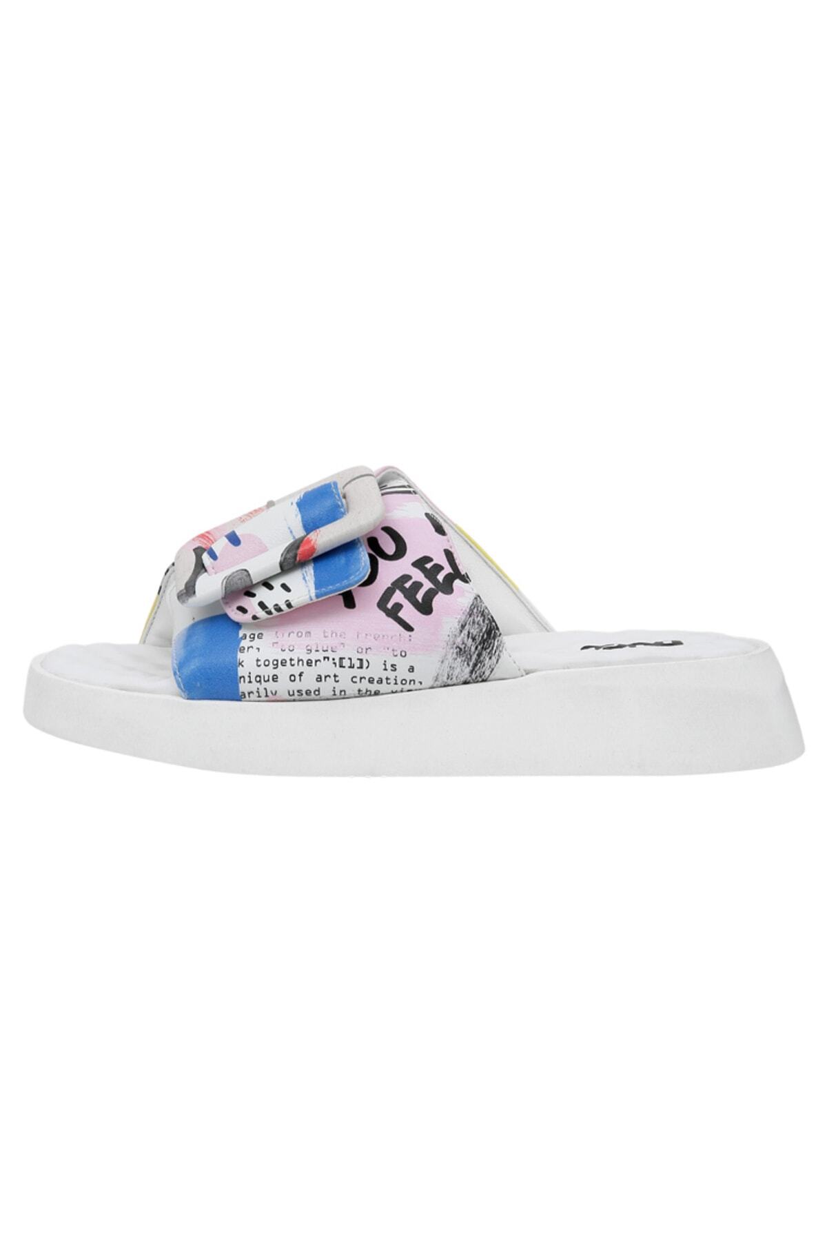 Dogo-Women's Vegan Leather Multicolored Slippers - The Creation of the Collage Design 3