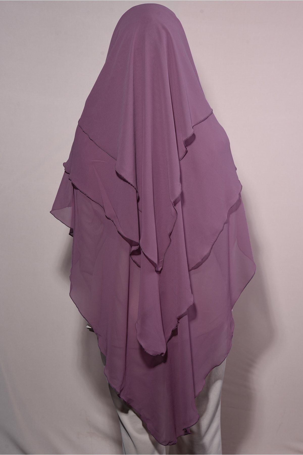Ns nowascarf-Ready Hijab with Veil Three Layers Chiffon Souffle Shawl Dried Rose 2