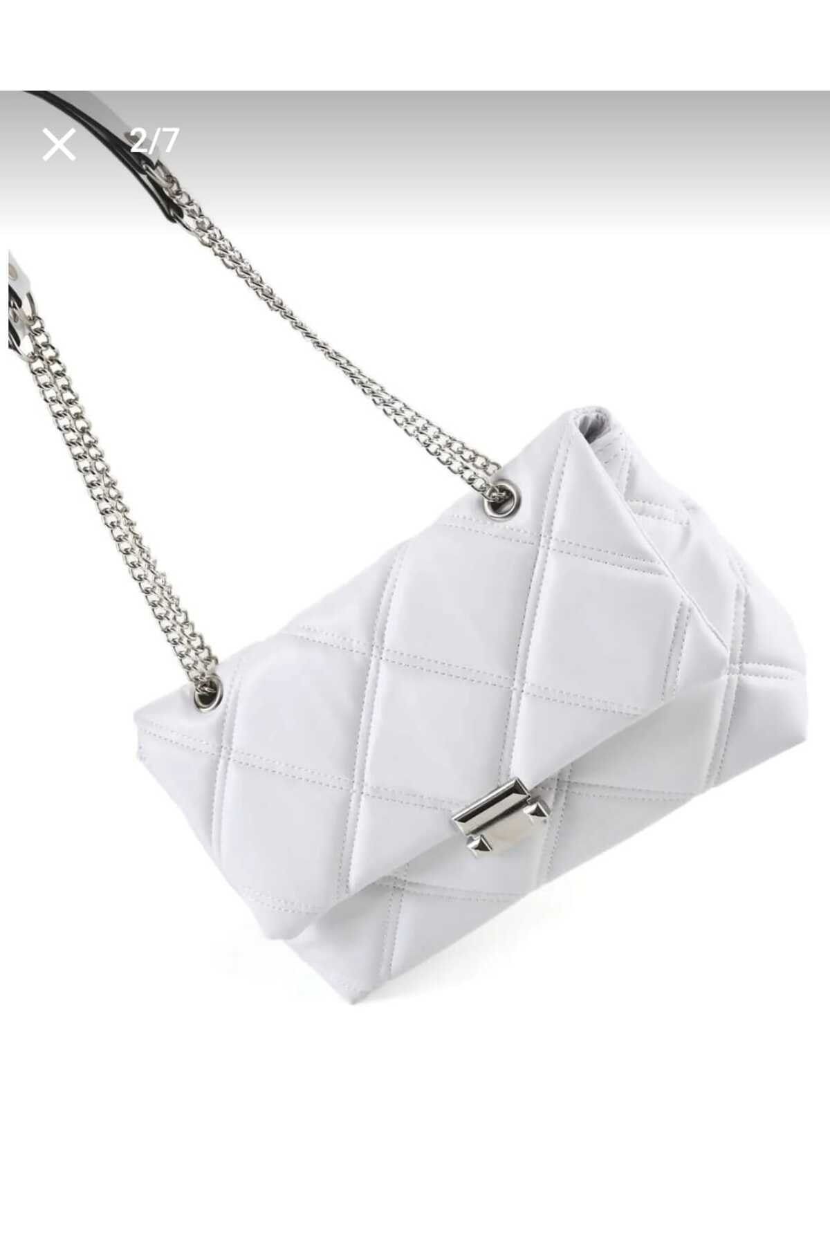 Zara quilted maxi store crossbody bag white