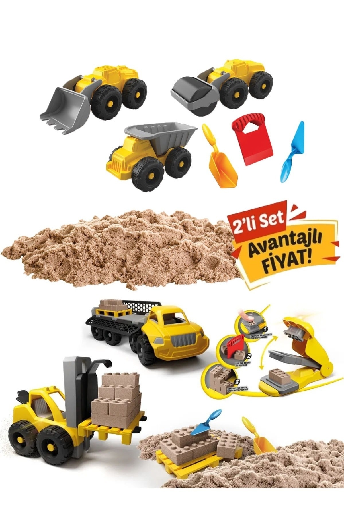 YILDIRIM OYUNCAK DEDE İŞ MAKİNELERİ KİNETİK KUM SETİ 750 GR- DEDE ARTSTAND FORKLİFT OPEROTÖR KİNETİK KUM 750 GR SET