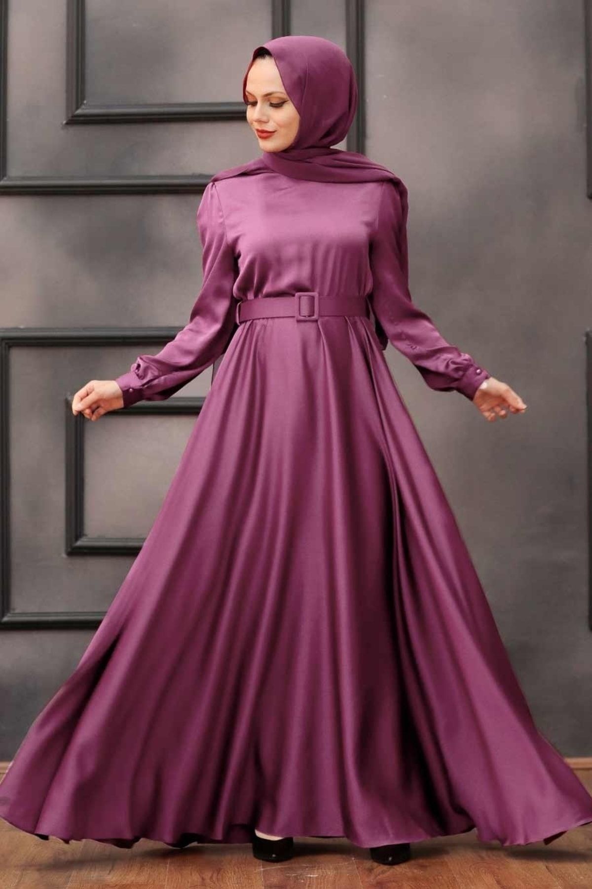 Neva Style Hijab Evening Dresses Dark Rose With Belt Hijab Evening Dress 28890kgk for Women price in Dubai UAE Compare Prices