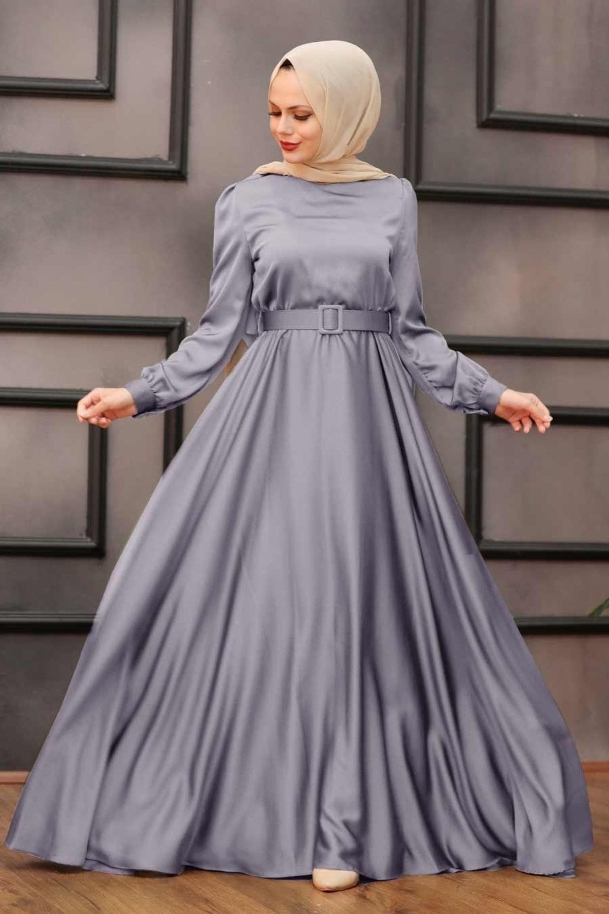 Grey dress with hijab outlet