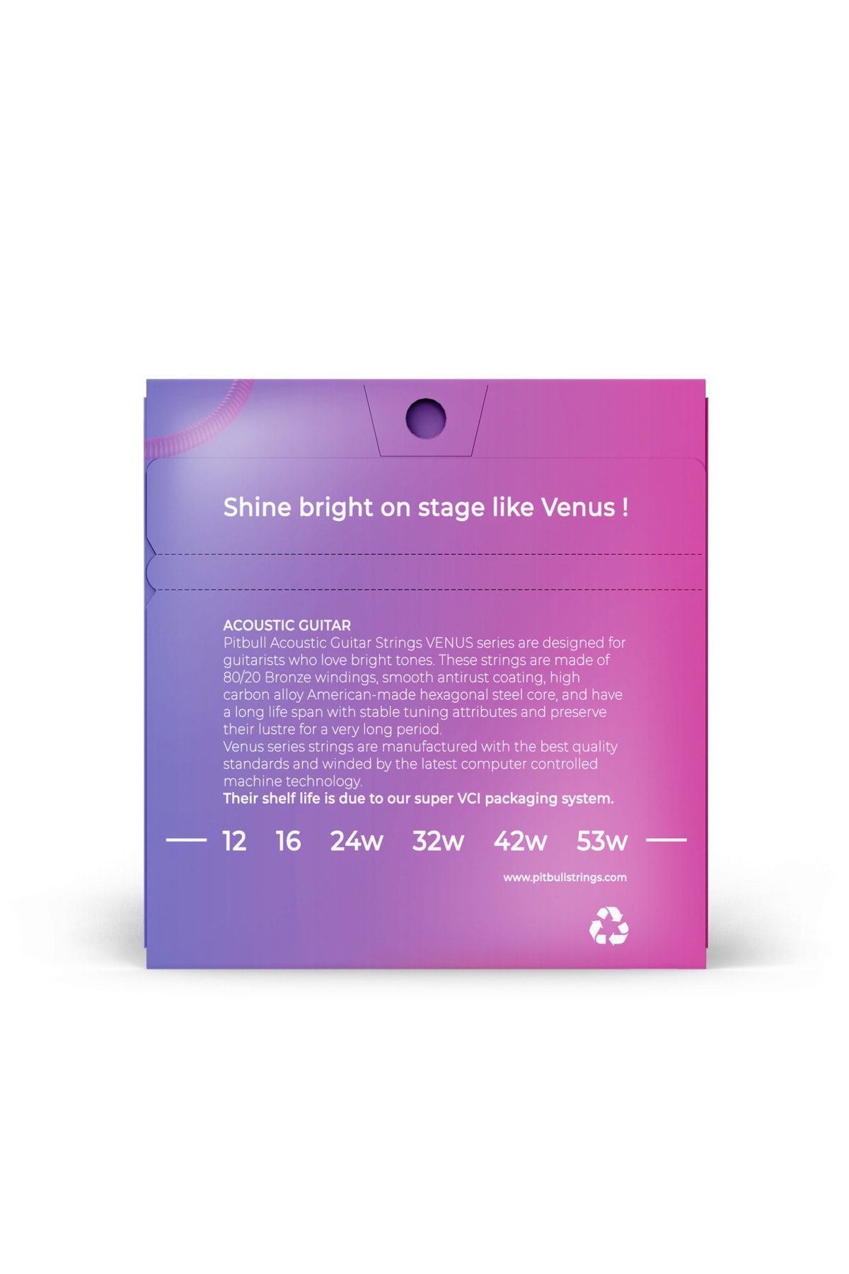 Pitbull Strings-Venus Serial Acoustic Guitar String Set (String Winding 4 Plectrum Hat) Vag 12-53 L 3P Ssc 4