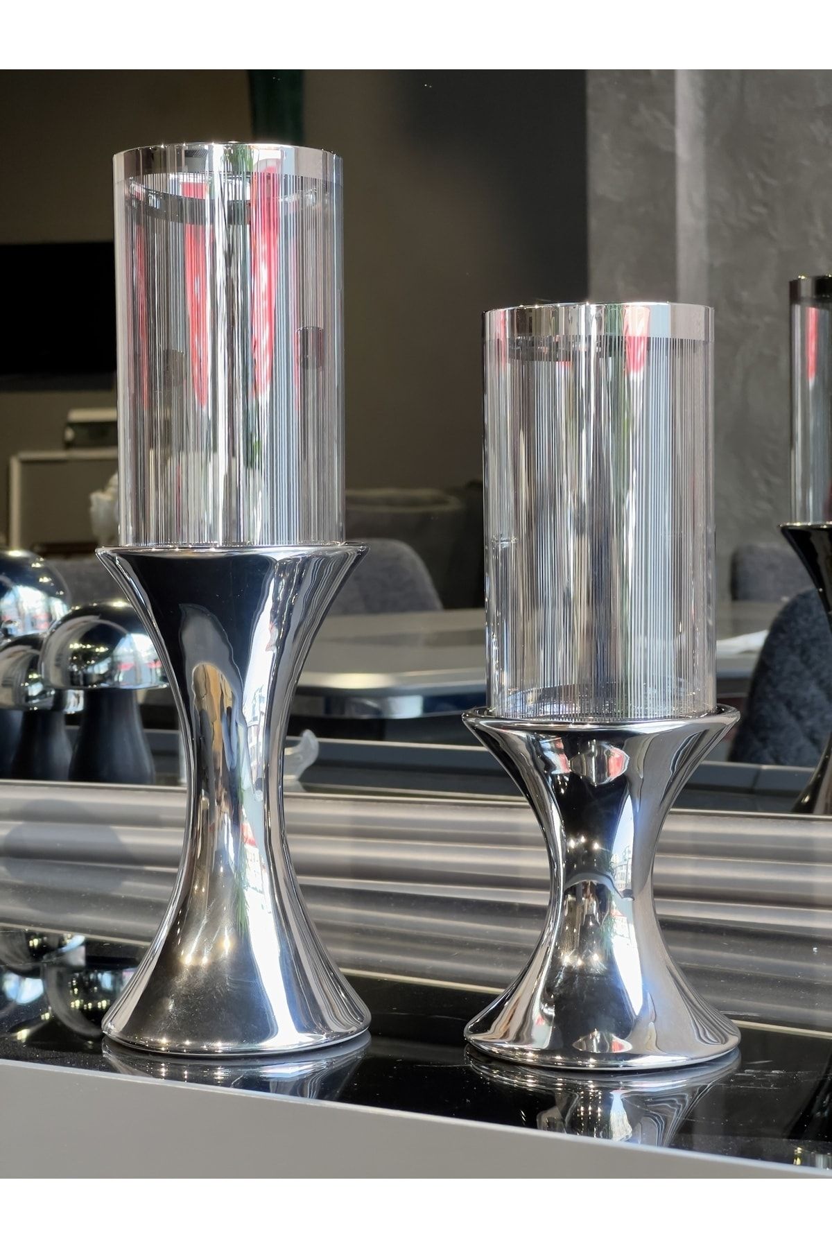 Glass and silver candle holders online