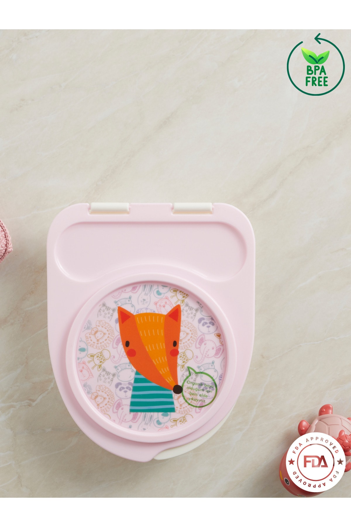 Flybee Gezgin Çocuk Taşınabilir Beslenme Kabı, Bebek Mama Kabı, Çatal & Kaşık Seti - Tilki fotoğrafı 4 (önizleme)