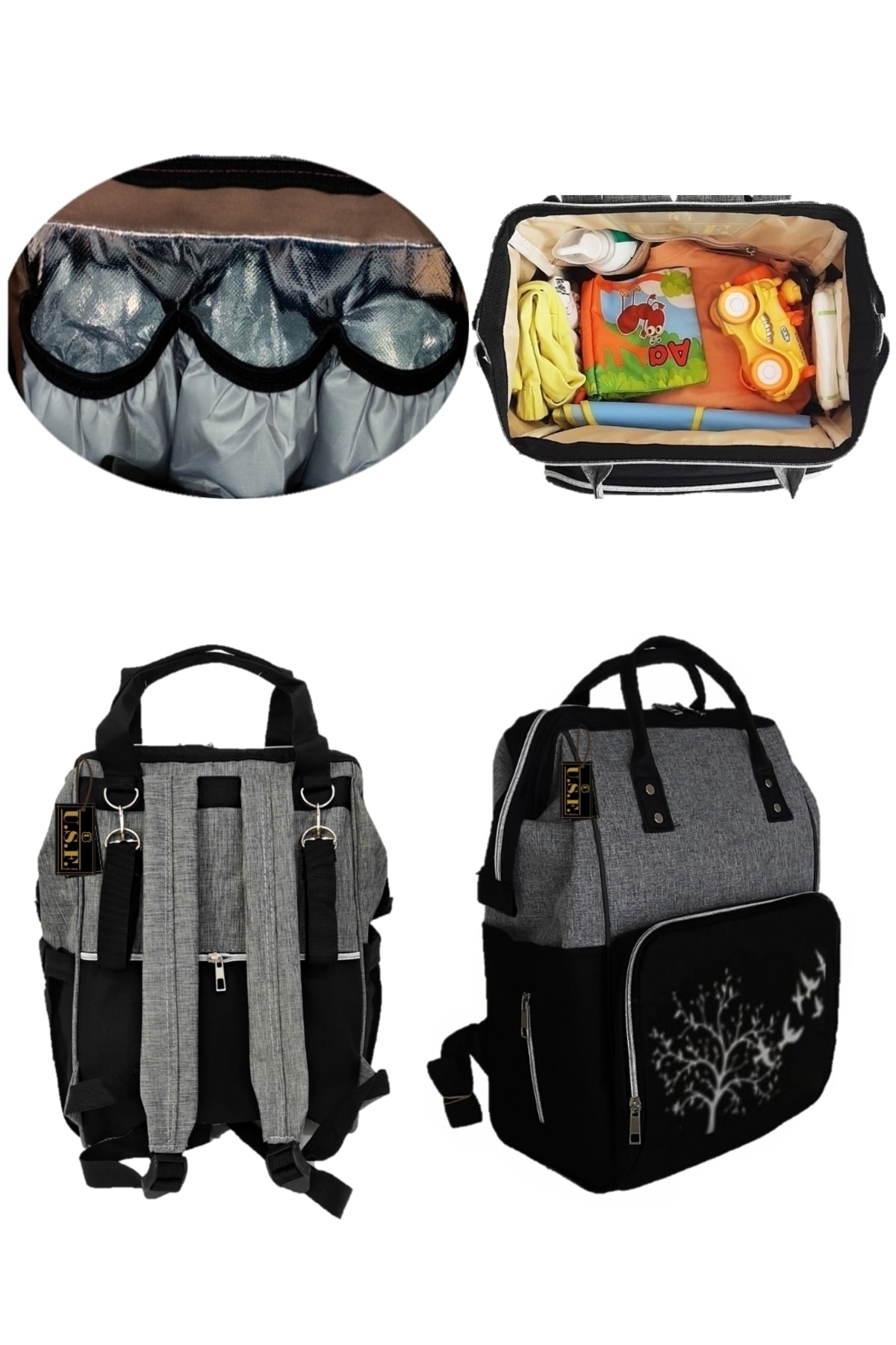 USF Çift Yönlü Bel Destekli Bebek Taşıma Kanguru Anne Bebek Bakım Çantası Siyah fotoğrafı 4 (önizleme)