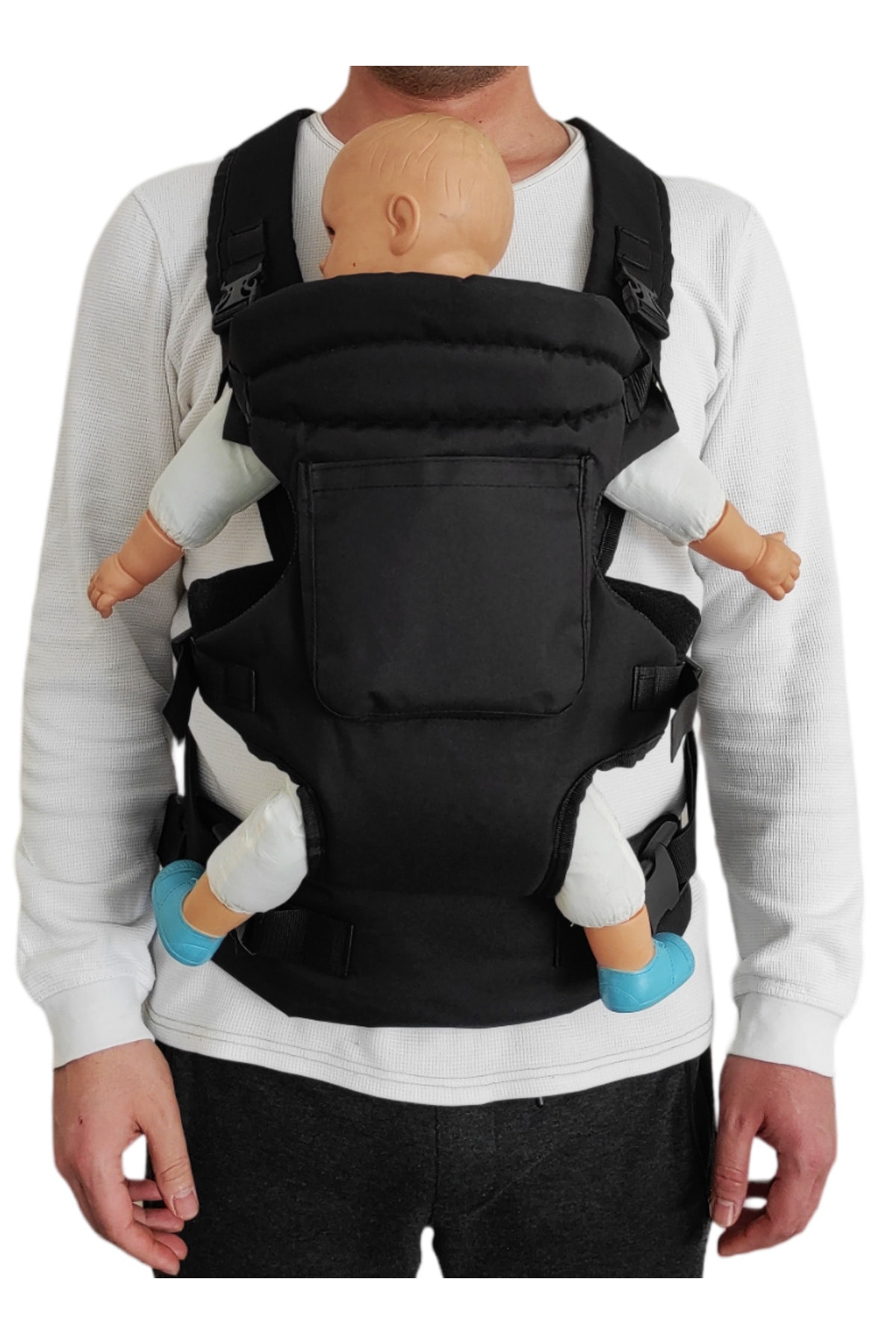 USF Çift Yönlü Bel Destekli Bebek Taşıma Kanguru Anne Bebek Bakım Çantası Siyah fotoğrafı 7 (önizleme)