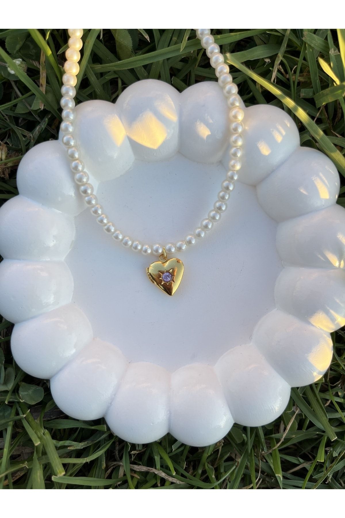 Claritas Tak Women s Gold Plated Glass Pearl and Minimal Lilac