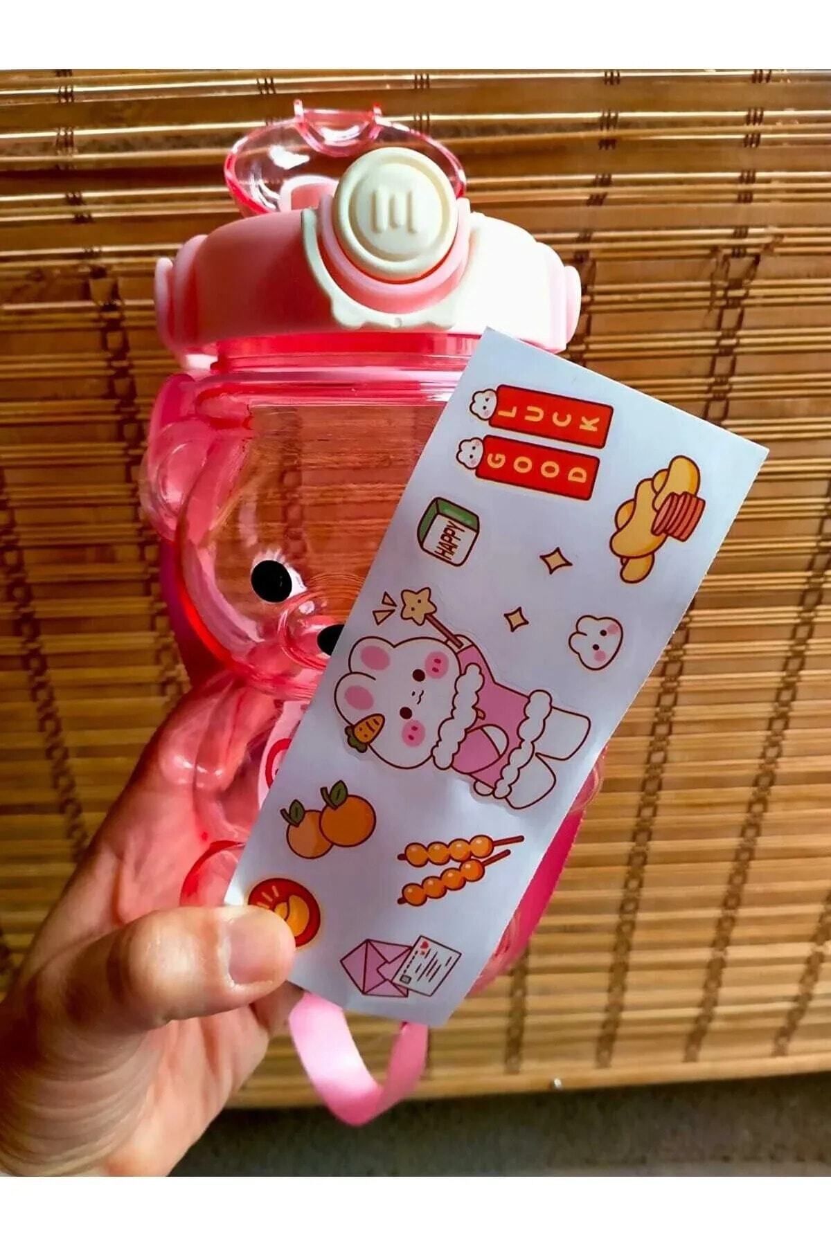 Klein Home-Colorful 1000ml Water Bottle with Smile Teddy Bear Water Bottle Tritan Bpa Free Sticker Gift 3