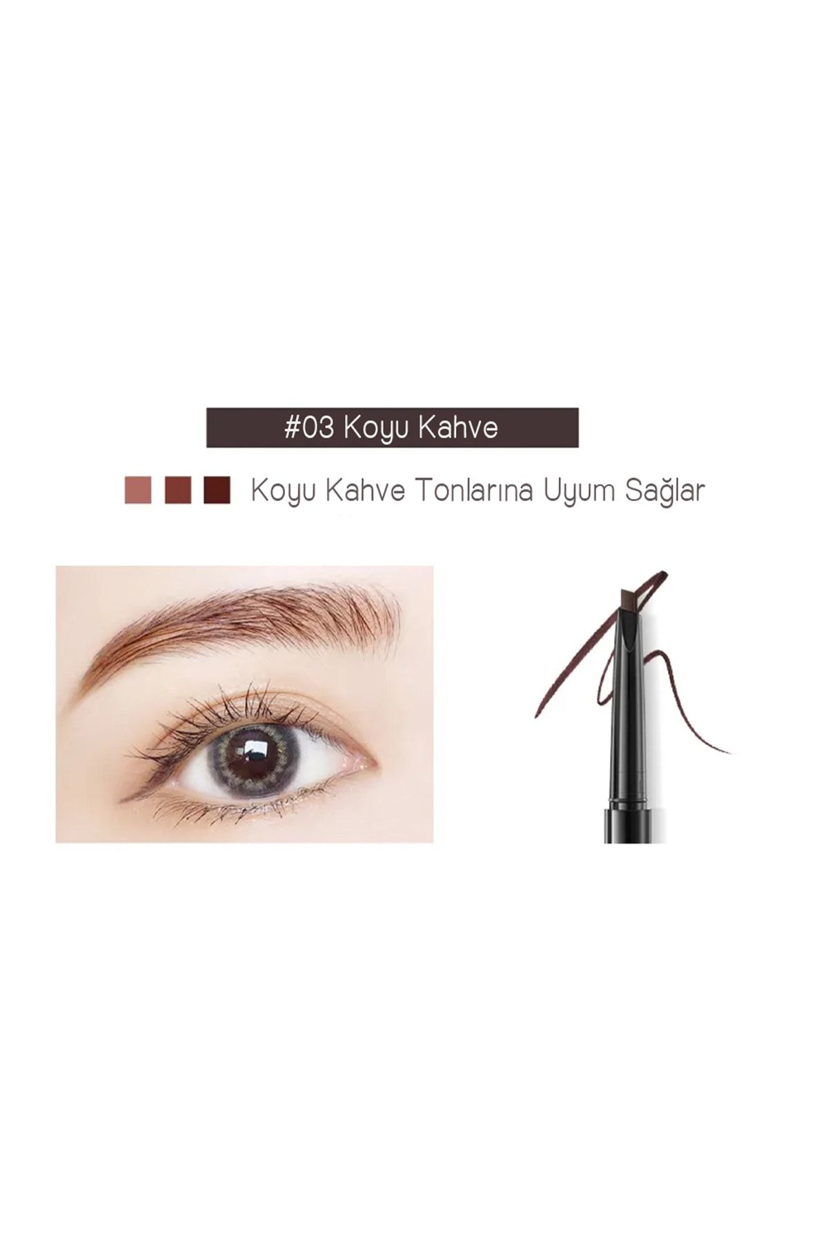 ZOZU-Images Series - Two Prong Angled Eyebrow Pencil and Brush 0.4Gr Dark Coffee 3 Pcs 3