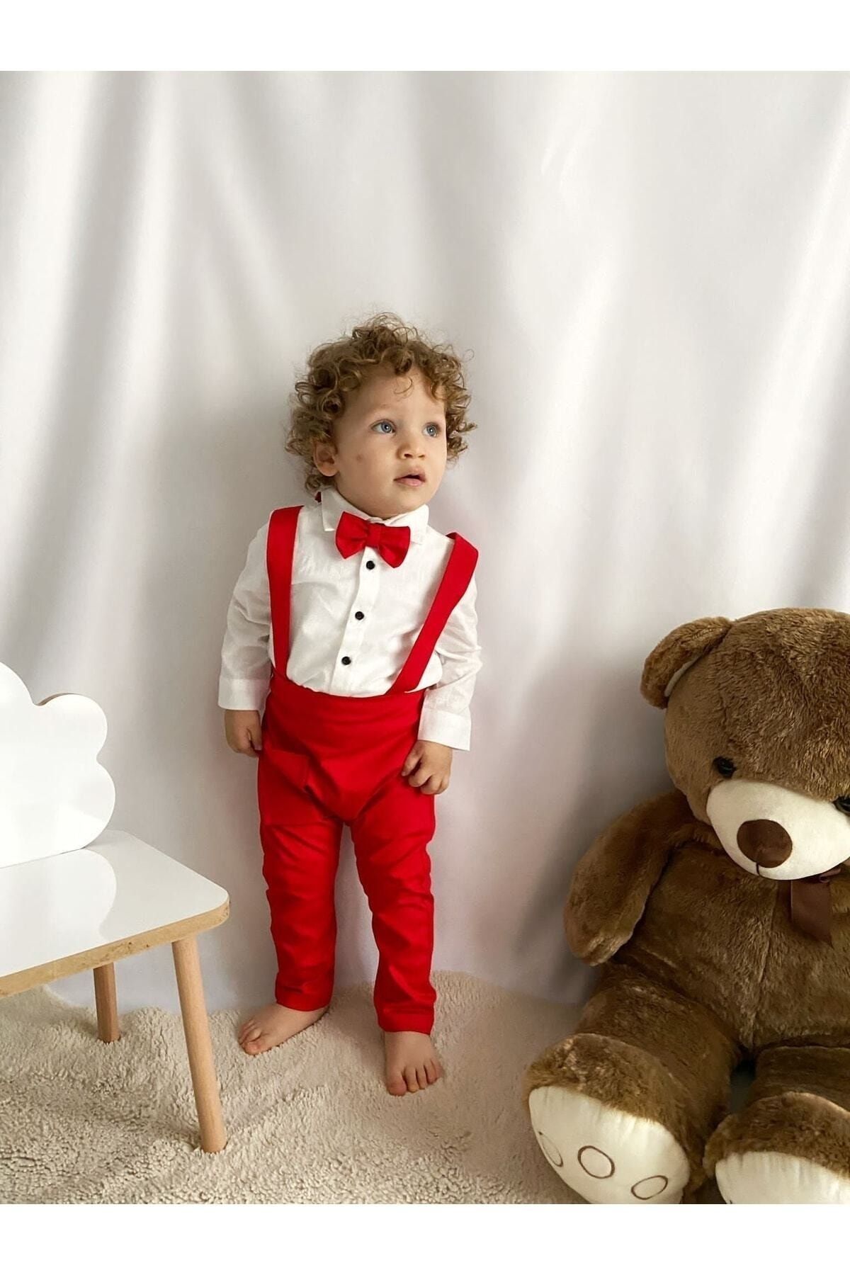 Poplinkids Kırmızı Salopet Takım 115