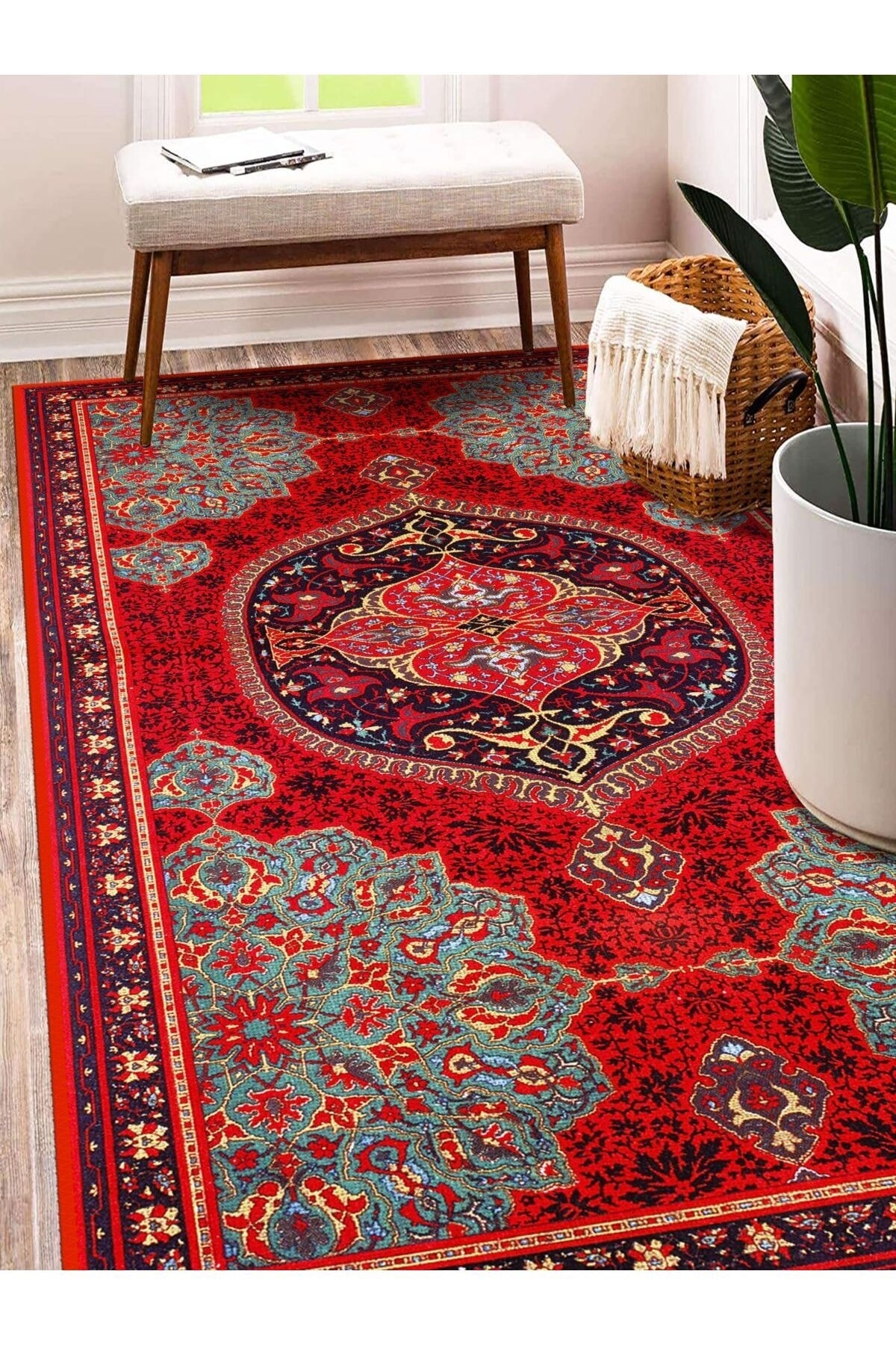 The Rug Collective Eskitme Desen Kırmızı Salon HalısıYolluk Fiyatı