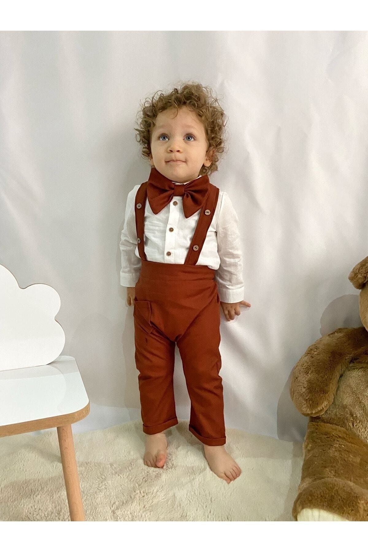 Poplinkids Kiremit Rengi Salopet Takım 116
