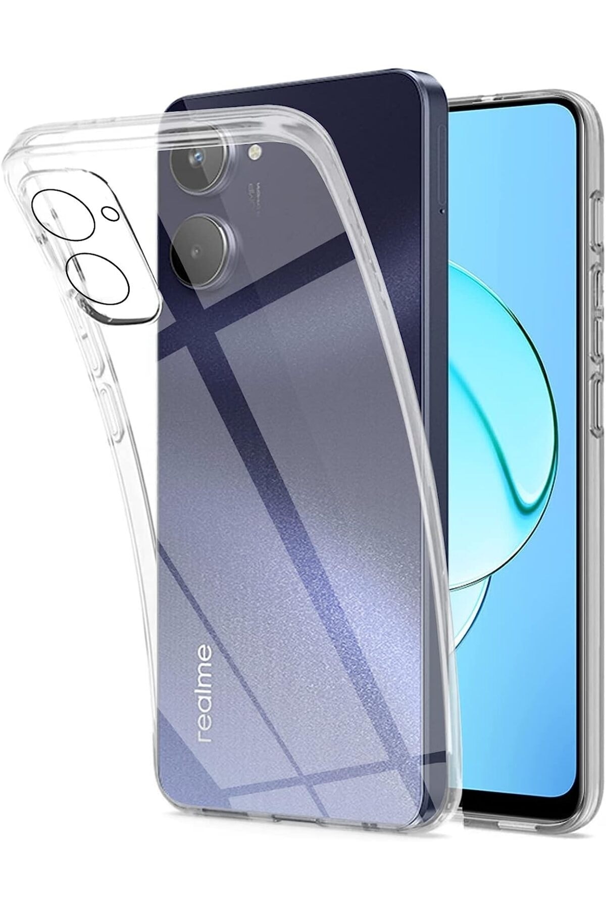 Realme 10 4G Uyumlu Kılıf 3D Kamera Korumalı Darbe Önleyici Şeffaf Transparan Esnek Silikon