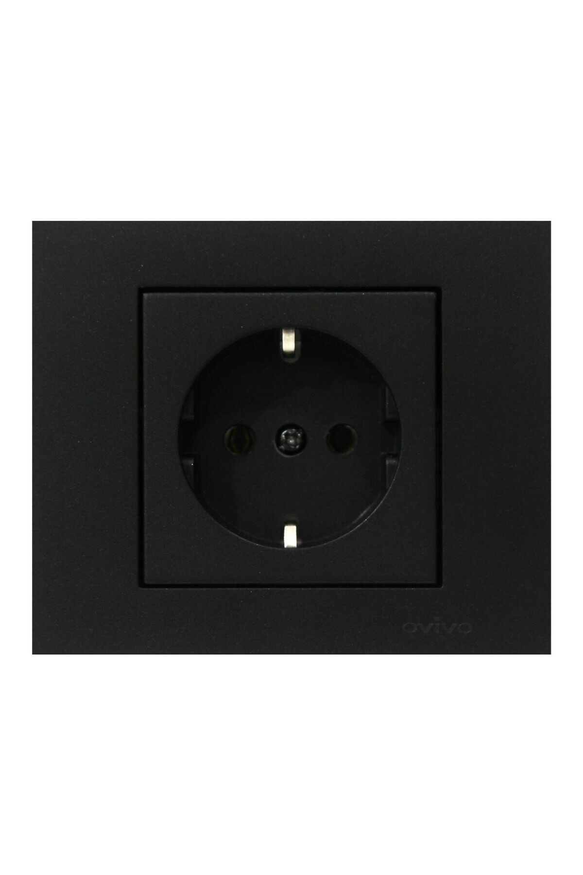 OVİVO Siyah Topraklı Priz Çerçeveli Siyah Grano