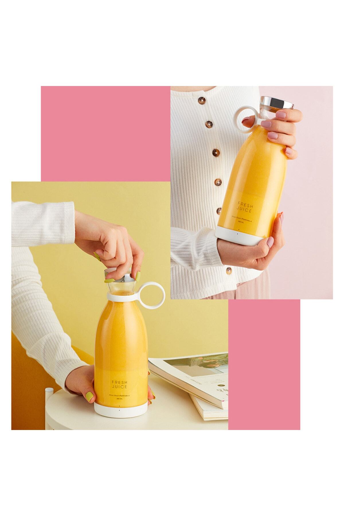 Genel Markalar Şarjlı Portatif Taşınabilir El Blenderi Meyve Sıkacağı Mama Karıştırıcı Smoothie Milkshake 350 Ml fotoğrafı 3 (önizleme)