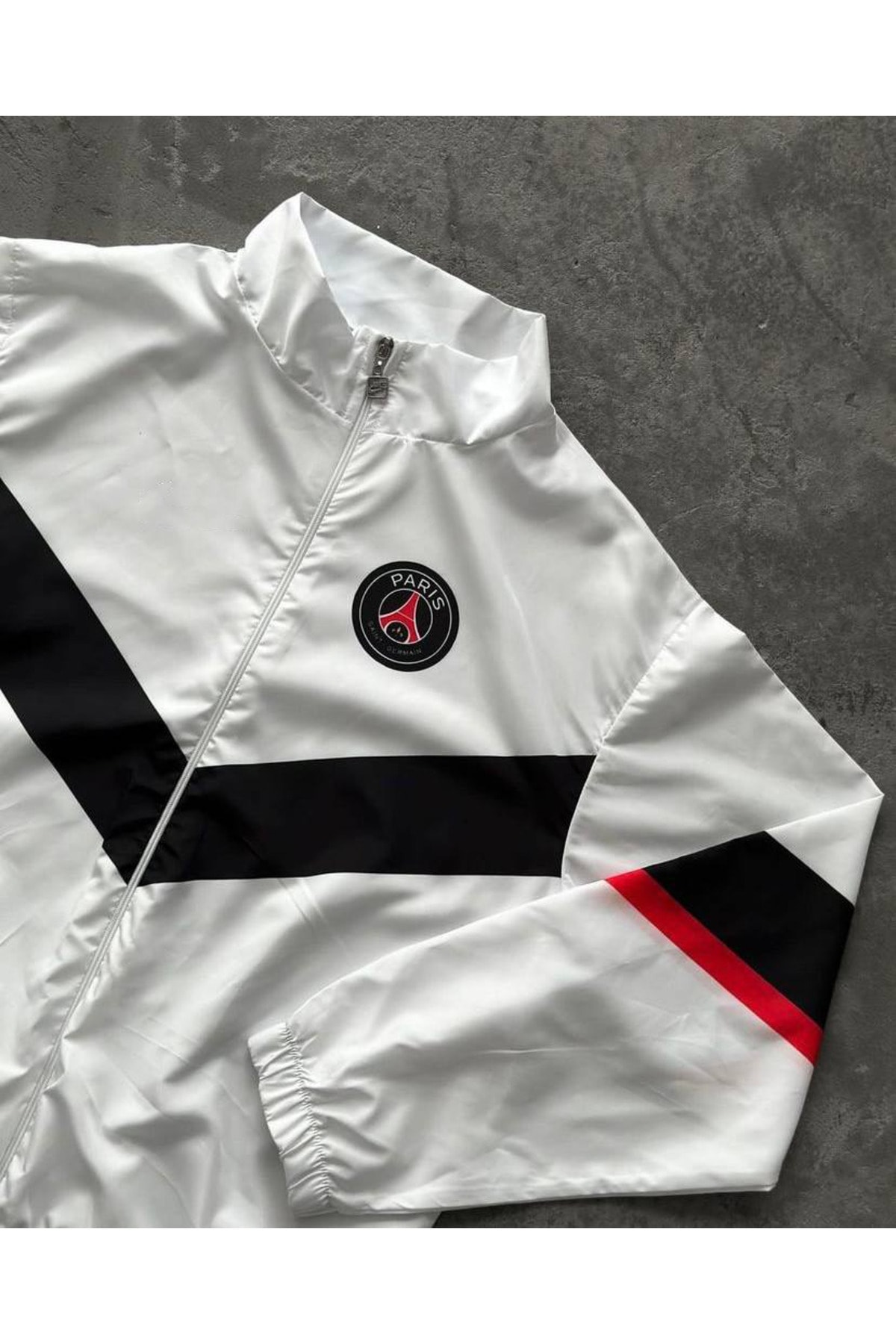 Jaxet  Unisex Beyaz Tasarım Baskılı Fermuarlı Yağmurluk & Rüzgarlık - Görsel 2