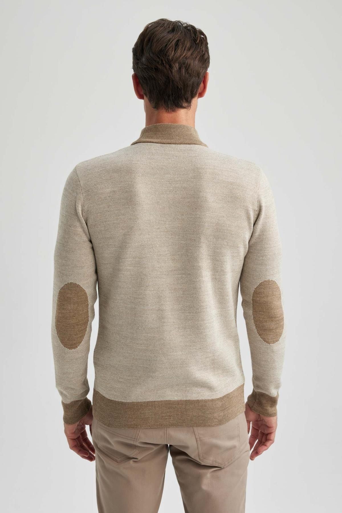 DeFacto-Regular Fit Color Block Turtleneck Sweater R9121Az23Wn 6