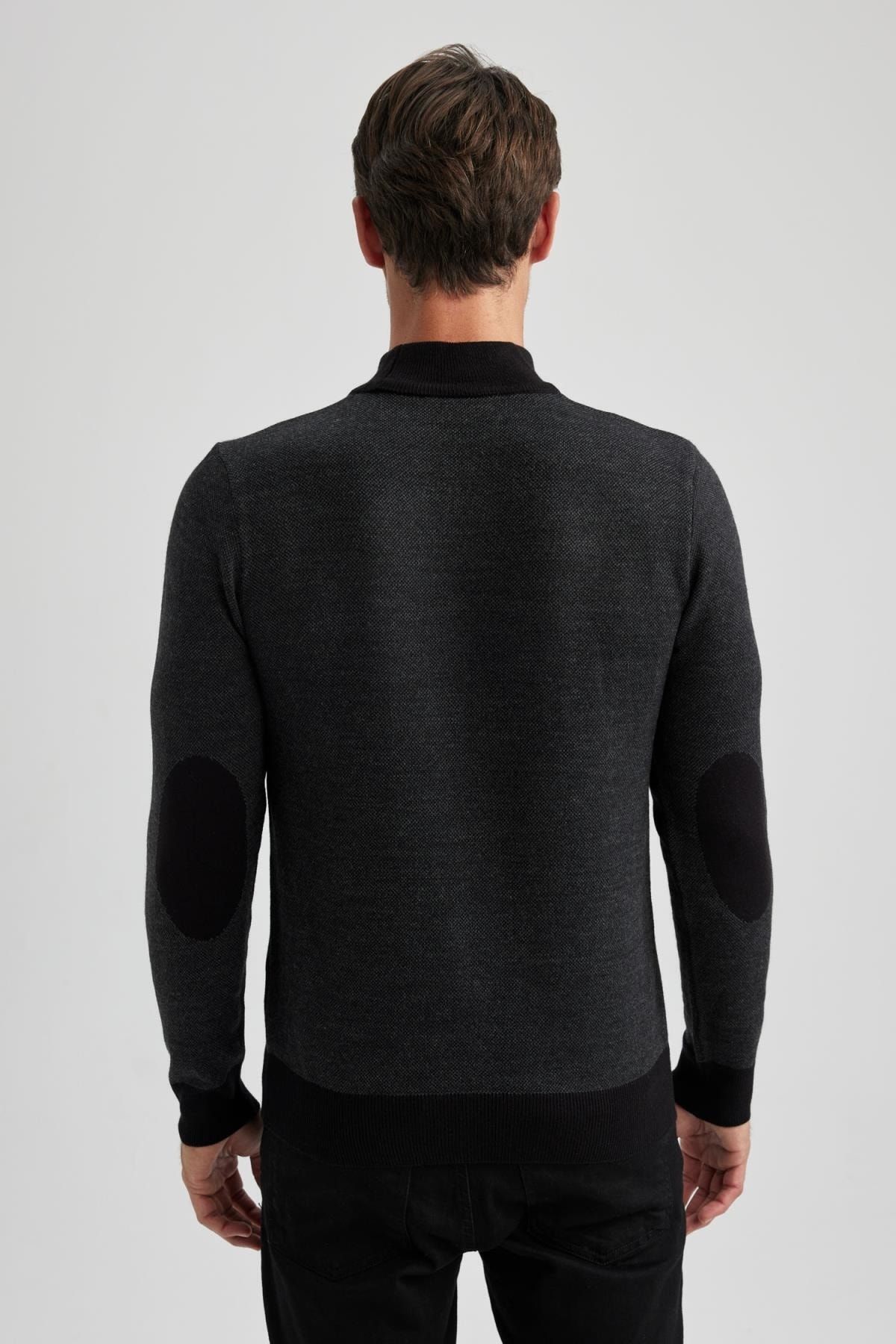 DeFacto-Regular Fit Color Block Turtleneck Sweater R9121Az23Wn 6