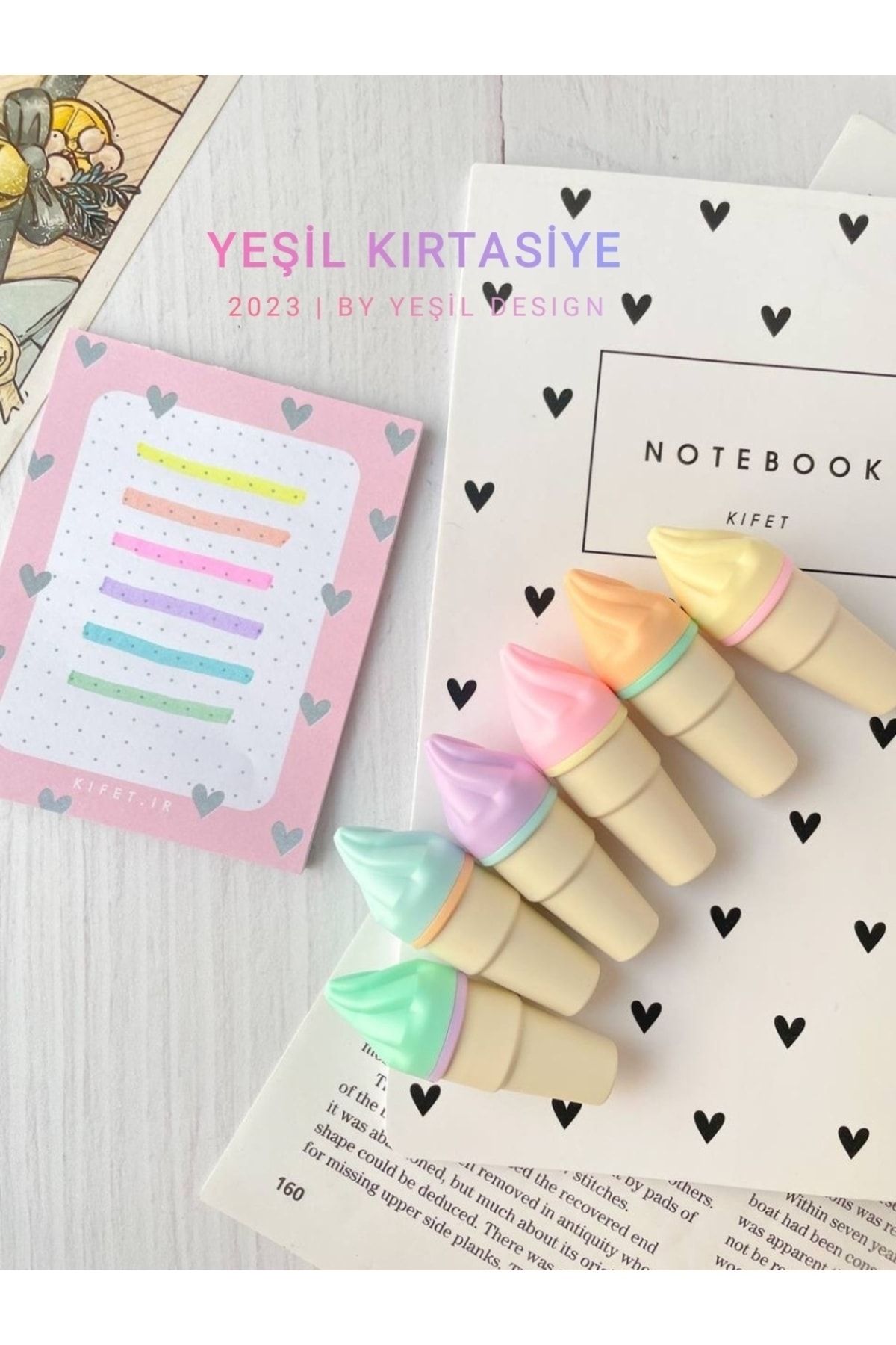 YEŞİLDESIGN Ice Cream Cone 6 Pack Mini Highlighter YD-XYH1708